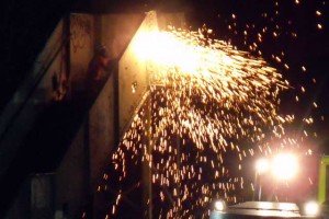 Dramatic sparks from cutting equipment