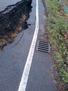Drain and white edge marking falling away